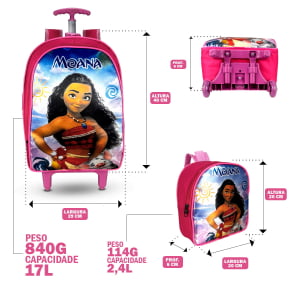 Mochila De Rodinha Escolar Moana Kit 3pçs- atacado