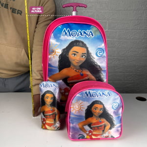 Mochila De Rodinha Escolar Moana Kit 3pçs- atacado