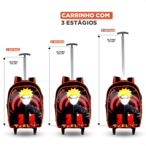 Mochila de rodinha naruto volta as aulas kit com 3 peças , mochila , estojo e lancheira