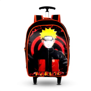 Mochila de rodinha naruto volta as aulas kit com 3 peças , mochila , estojo e lancheira