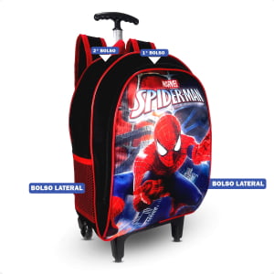 Mochila escolar de Rodinhas Homem aranha Kit 3Pçs- Atacado