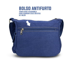 Bolsa masculina transversal em lona com alça regulável vários bolsos excelente acabamento 