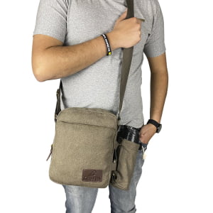  Bolsa Transversal em Lona + Porta garrafa Pequena  Unissex