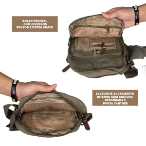  Bolsa Transversal em Lona + Porta garrafa Pequena  Unissex