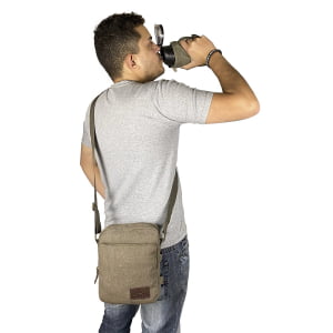  Bolsa Transversal em Lona + Porta garrafa Pequena  Unissex