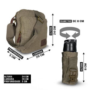  Bolsa Transversal em Lona + Porta garrafa Pequena  Unissex