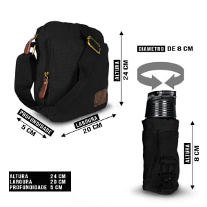  Bolsa Transversal em Lona + Porta garrafa Pequena  Unissex