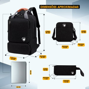 Kit Mochila Escolar Reforçada 3 Pçs Shouder Bag + Estojo Capa de chuva de Brinde