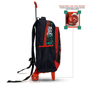  Mochila Escolar feminina com rodinhas estampa em flores 