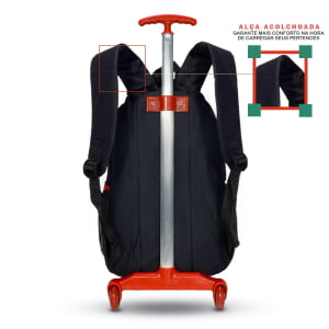  Mochila Escolar feminina com rodinhas estampa em flores 