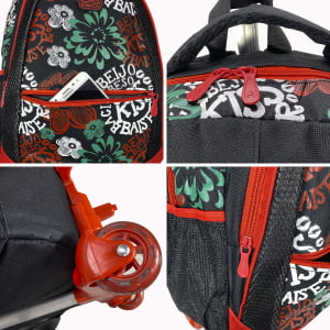  Mochila Escolar feminina com rodinhas estampa em flores 