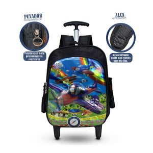 Mochila de rodinha infantil pequena masculina com estampa 3D