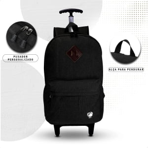 Mochila Escolar Masculina em Lona Notebook- Capa de Chuva de Brinde 