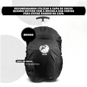 Mochila Escolar Masculina em Lona Notebook- Capa de Chuva de Brinde 