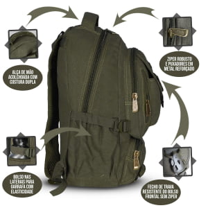 Mochila Masculina  Reforçada Grossa 28L Confeccionada em Lona 