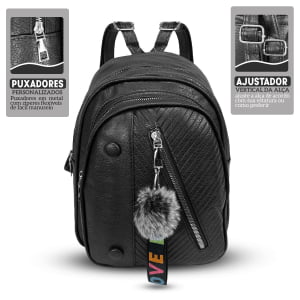 Mochila feminina pequena + Pom Pom de brinde lançamento