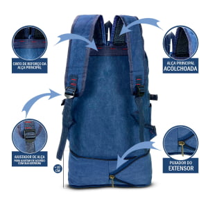 Mochila Grande Masculina Confeccionada em lona Fundo Expansível  50L