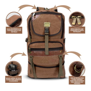 Mochila Grande Masculina Confeccionada em lona Fundo Expansível  50L