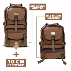 Mochila Grande Masculina Confeccionada em lona Fundo Expansível  50L
