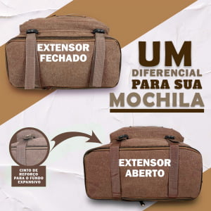 Mochila Grande Masculina Confeccionada em lona Fundo Expansível  50L