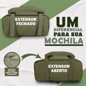 Mochila Grande Masculina Confeccionada em lona Fundo Expansível  50L