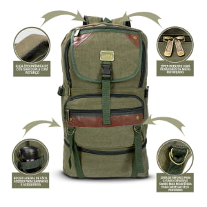 Mochila Grande Masculina Confeccionada em lona Fundo Expansível  50L