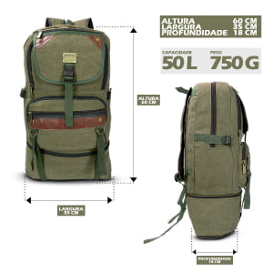 Mochila Grande Masculina Confeccionada em lona Fundo Expansível  50L
