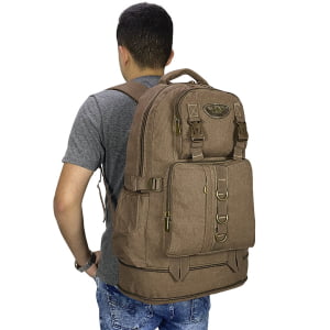  Mochila de Viagem Expansiva Grande  Em Lona 50L