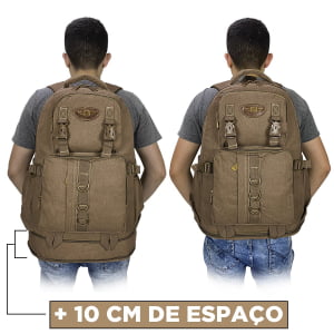  Mochila de Viagem Expansiva Grande  Em Lona 50L