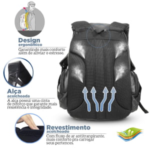 Mochila para notebook masculina resistente comporta not de até 17 Polegadas