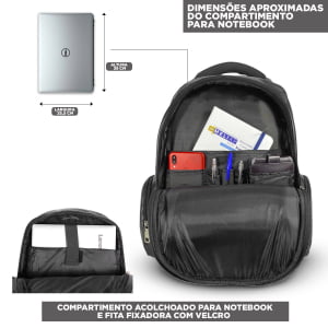 Mochila para notebook masculina resistente comporta not de até 17 Polegadas