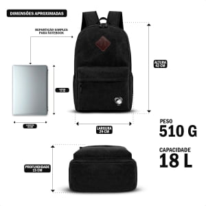 Mochila Masculina Escolar em lona Resistente Unissex+ Capa de Chuva de Brinde