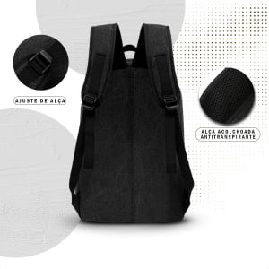 Mochila Masculina Escolar em lona Resistente Unissex+ Capa de Chuva de Brinde