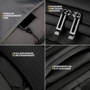 Mochila Masculina Notebook Executiva Reforçada+ Capa de chuva de Brinde  