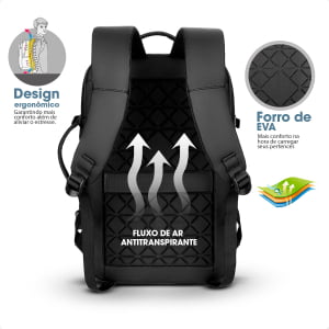 Mochila Masculina Notebook Executiva Reforçada+ Capa de chuva de Brinde  