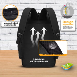 Mochila Masculina Reforçada Escolar Alça Acolchoada+ Capa de chuva de Brinde 